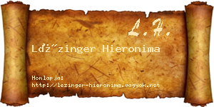 Lézinger Hieronima névjegykártya